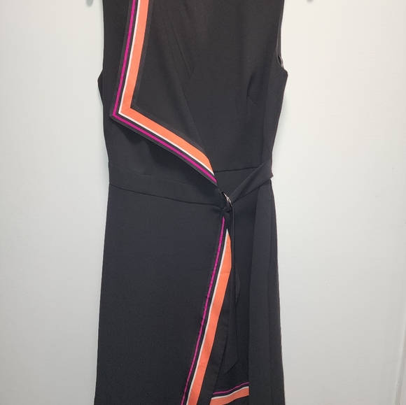Karen Millen Black Assymetric Wrap Dress Size 6 US - Picture 4 of 14